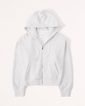 Ensembles Abercrombie Essential Ribbed Sunday Hooded Full-zip Femme Grise Clair | KYWFNV-147