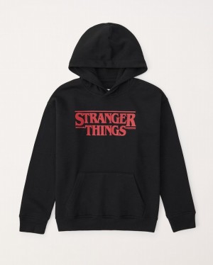 Sweat a Capuche Abercrombie Stranger Things Graphic Popover Garcon Noir | UIOECY-719