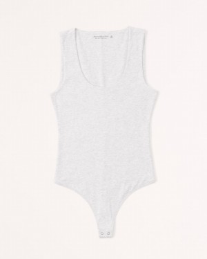 Body Abercrombie Coton Seamless Fabric Scoopneck Femme Grise Clair | IFZWNS-018