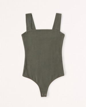 Body Abercrombie Coton Seamless Fabric Squareneck Femme Vert | OFNULY-145