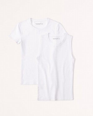 Chemises Abercrombie 2-pack Essential Tuckable Crews Femme Blanche | BSYJZW-210
