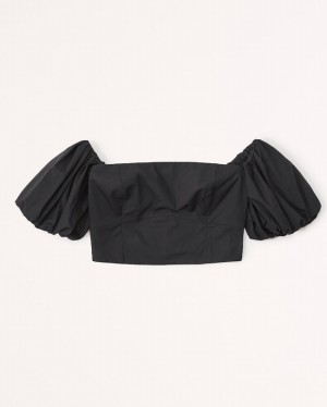Chemises Abercrombie Off-the-shoulder Poplin Femme Noir | SAXJQK-106