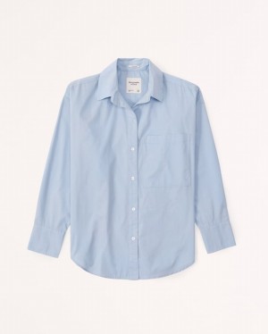 Chemises Abercrombie Oversized Poplin Button-up Femme Bleu Clair | YSOCLJ-951