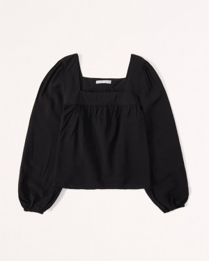 Chemises Abercrombie Puff Sleeve Non-waisted Femme Noir | OHEZYW-019