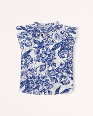 Chemises Abercrombie Ruffle Angel Sleeve Femme Bleu | FUCLBR-431