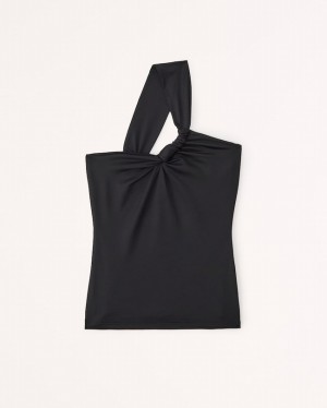 Chemises Abercrombie Sleek Seamless Fabric One-shoulder Twist Femme Noir | EWGDJA-942