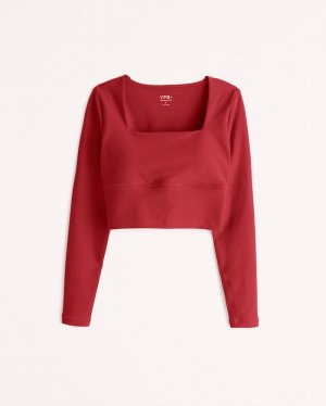 Chemises Abercrombie Ypb Sculptlux Long-sleeve Slim Squareneck Femme Rouge | BJQVHS-218
