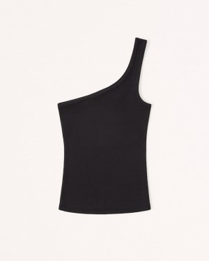 Debardeur Abercrombie One-shoulder Ribbed Femme Noir | RNUALD-368