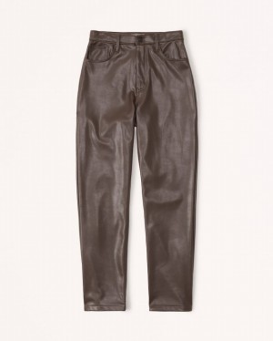 Pantalon Abercrombie Curve Love Vegan Leather 90s Straight Femme Marron Foncé | LRWUXZ-891