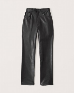 Pantalon Abercrombie Curve Love Vegan Leather 90s Straight Femme Noir | SNEDMZ-912