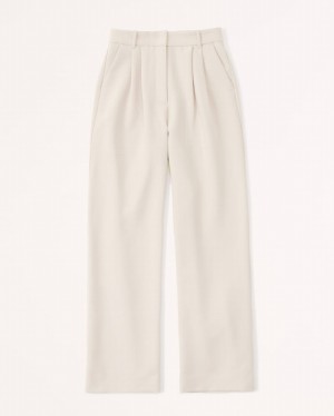 Pantalon Abercrombie Sloane Tailored Femme Grise Clair Marron | HNVWKG-326