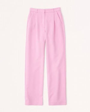 Pantalon Abercrombie Tailored Relaxed Straight Femme Rose | GIVAOT-921