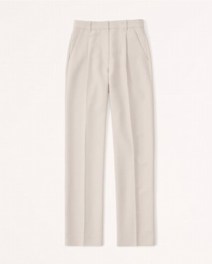 Pantalon Abercrombie Tailored Relaxed Straight Femme Marron Clair | VCZRAH-597
