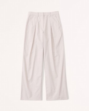 Pantalon Abercrombie Twill Pleated Ultra Wide-leg Femme Blanche | BDIXYM-061