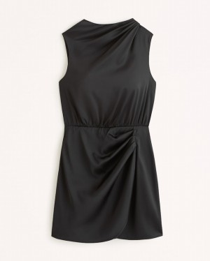 Peignoir Abercrombie Satin Draped High-neck Mini Femme Noir | TWPSUC-025
