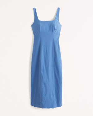 Peignoir Abercrombie Stretch Cotton Midi Femme Bleu | HMBFLN-793