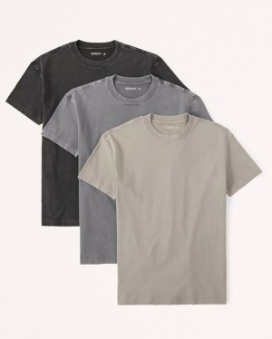 T Shirts Abercrombie 3-pack Essential Homme Grise Multicolore | PCUNOX-786