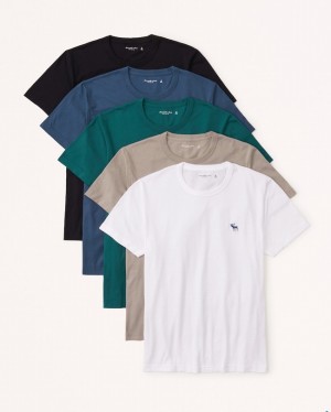 T Shirts Abercrombie 5-pack Elevated Icon Homme Turquoise | SMVOYA-705