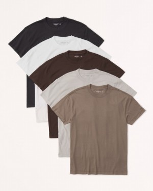 T Shirts Abercrombie 5-pack Essential Homme Marron Clair | JIREYW-462