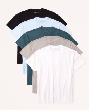 T Shirts Abercrombie 5-pack Essential Homme Bleu Marine | HPXCUL-491