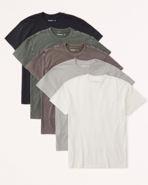 T Shirts Abercrombie 5-pack Essential Homme Marron Multicolore | ROVHJL-218