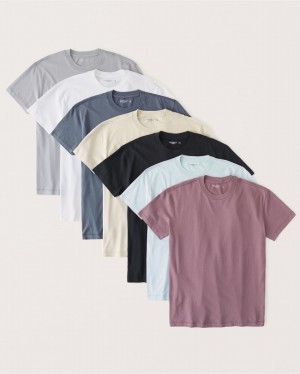 T Shirts Abercrombie 7-pack Essential Homme Multicolore | TPFMSG-890