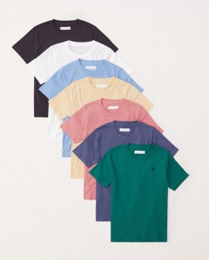T Shirts Abercrombie 7-pack Essential Icon Crew Garcon Multicolore | AYOPEF-492