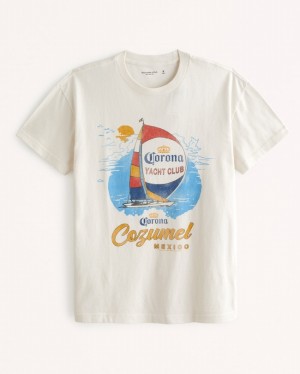 T Shirts Abercrombie Corona Graphic Homme Blanche | EBKFHR-621