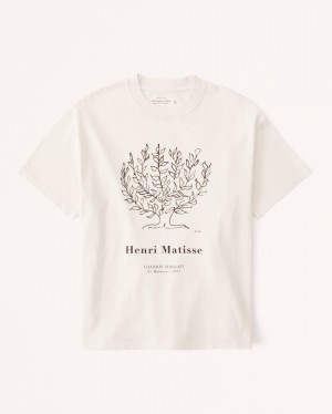 T Shirts Abercrombie Corta-sleeve Matisse Graphic Easy Femme Blanche | WXIYPR-048