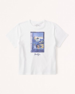 T Shirts Abercrombie Corta-sleeve Matisse Graphic Skimming Femme Blanche | OETYGC-802