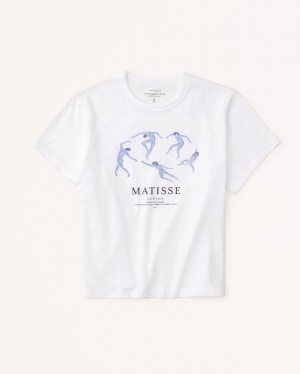 T Shirts Abercrombie Corta-sleeve Matisse Graphic Skimming Femme Blanche | BDYLZU-960