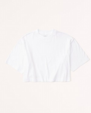 T Shirts Abercrombie Essential Cropped Easy Femme Blanche | RICXDL-921