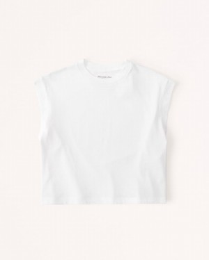 T Shirts Abercrombie Essential Cropped Sleeveless Femme Blanche | IBTOYD-539