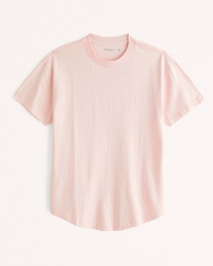 T Shirts Abercrombie Essential Curved Hem Homme Rose | MZGXSJ-653