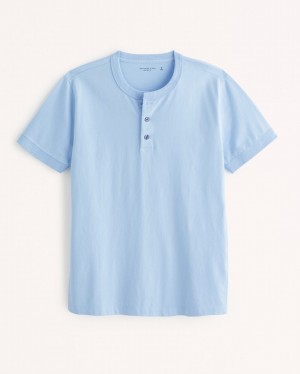 T Shirts Abercrombie Essential Henley Homme Bleu Clair | XIPLZV-479