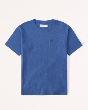 T Shirts Abercrombie Essential Slub Crew Garcon Bleu | CKMUXT-135