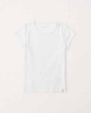 T Shirts Abercrombie Essential-sleeve Fille Blanche | ACITPK-904