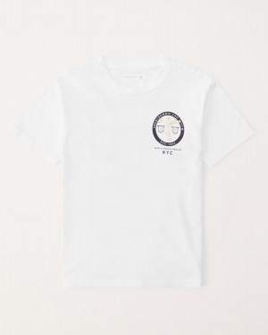 T Shirts Abercrombie Graphique Logo Garcon Blanche | VIPQSE-170