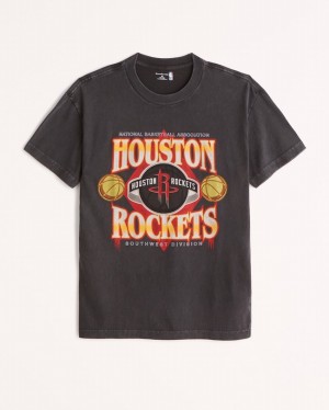 T Shirts Abercrombie Houston Rockets Graphic Homme Noir | GDSZRC-970