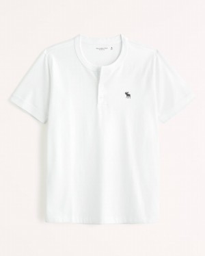 T Shirts Abercrombie Icon Henley Homme Blanche | YUEJXG-971