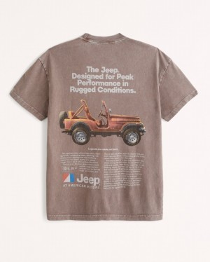 T Shirts Abercrombie Jeep Graphic Homme Marron Lavage | QCENLF-906