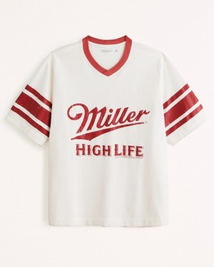 T Shirts Abercrombie Miller High Life Polished Football Homme Blanche | POKJXE-134