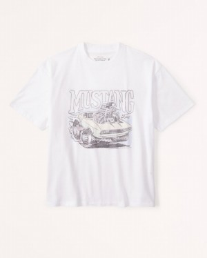 T Shirts Abercrombie Mustang Graphic Easy Femme Blanche | MWLQOC-620