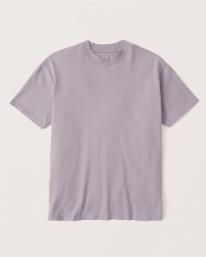 T Shirts Abercrombie Oversized Boyfriend Essential Femme Violette Grise | WKMIPE-645