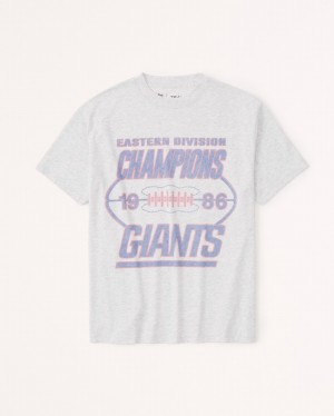 T Shirts Abercrombie Oversized Boyfriend New York Giants Graphic Femme Grise | IUMVEH-890