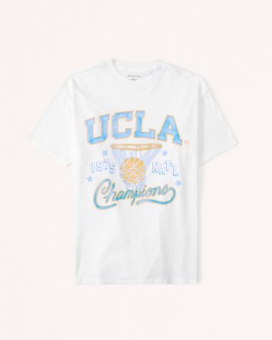 T Shirts Abercrombie Oversized Boyfriend Ucla College Graphic Femme Blanche | COQTUP-268