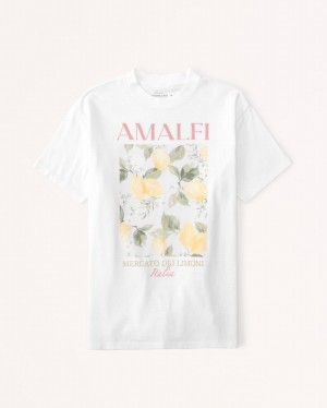 T Shirts Abercrombie Oversized Boyfriend Amalfi Graphic Femme Blanche | RHXALN-951