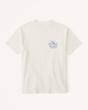 T Shirts Abercrombie Oversized Boyfriend Glacier Graphic Femme Blanche | GWHSCY-238