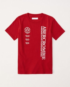 T Shirts Abercrombie Print Logo Garcon Rouge | WIEDAZ-491