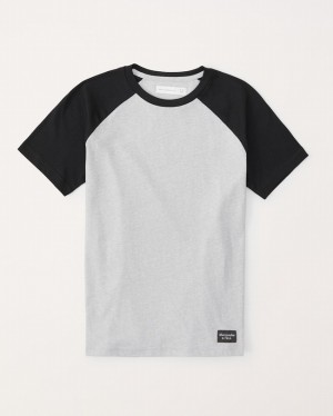 T Shirts Abercrombie Raglan Garcon Grise Noir | IADZYF-597